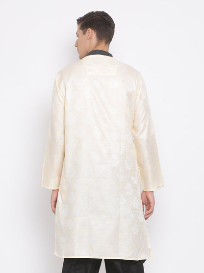 Men's Gold Cotton Silk Blend Kurta