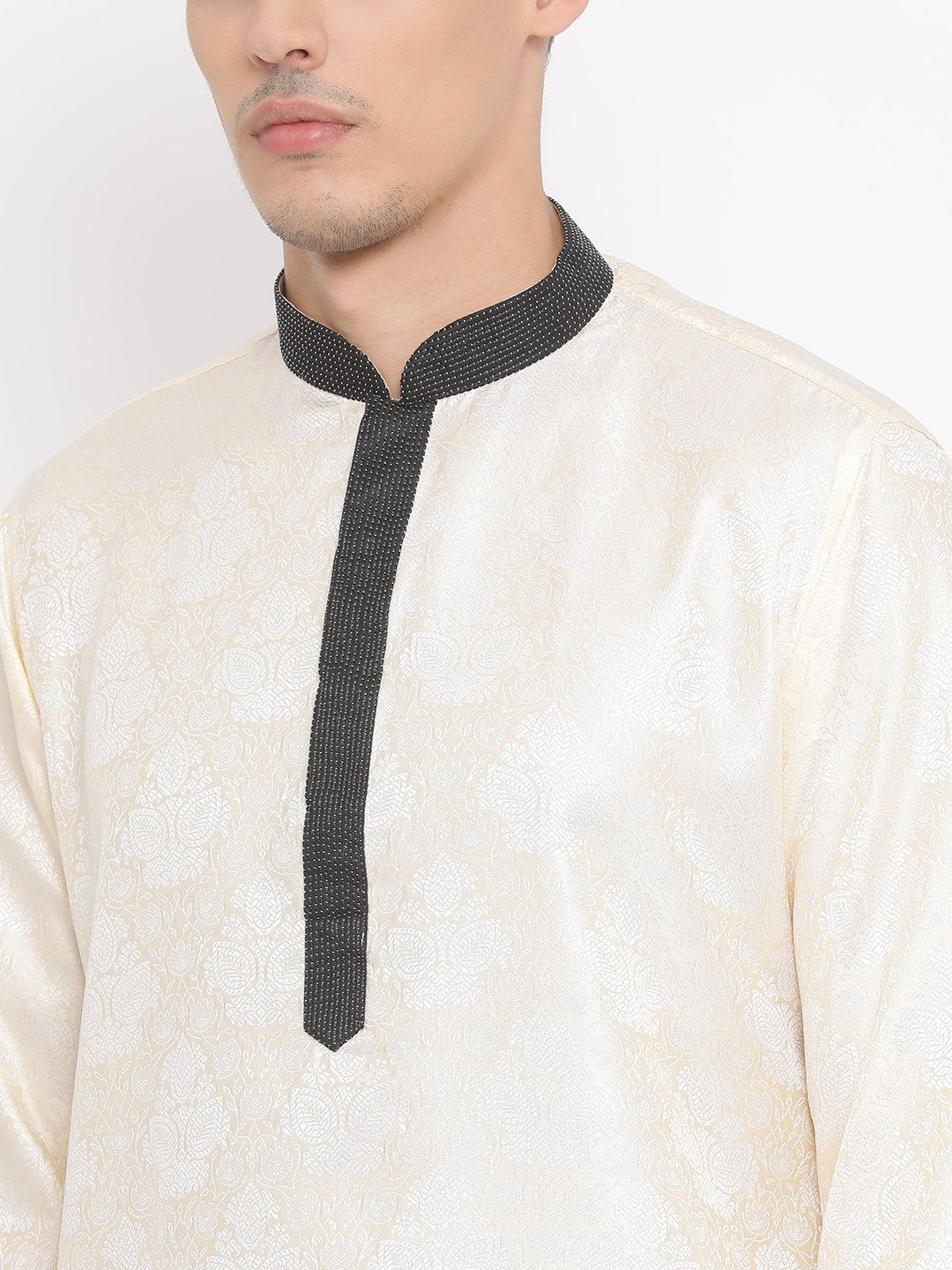 Men's Gold Cotton Silk Blend Kurta