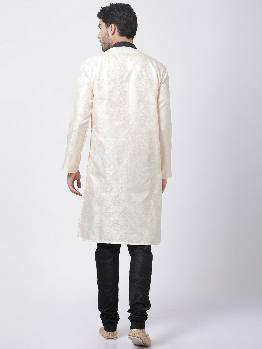 Men's Gold Cotton Silk Blend Kurta and Pyjama Set
