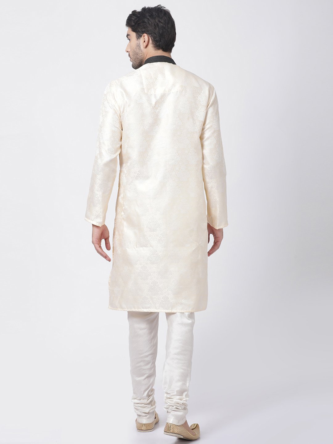 Men's Gold Cotton Silk Blend Kurta and Pyjama Set
