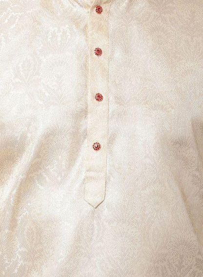 Men's Gold Cotton Silk Blend Kurta
