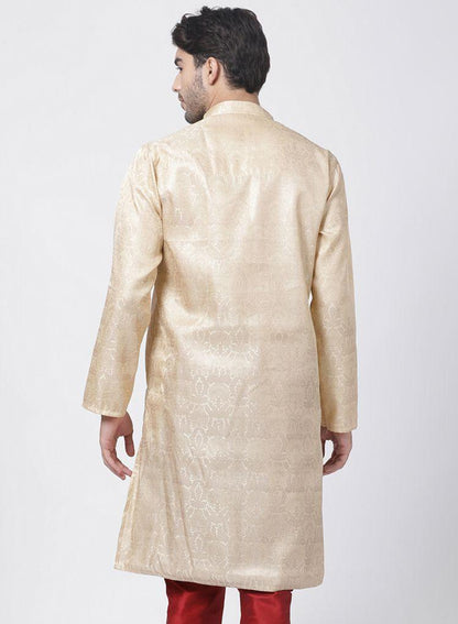 Men's Gold Cotton Silk Blend Kurta