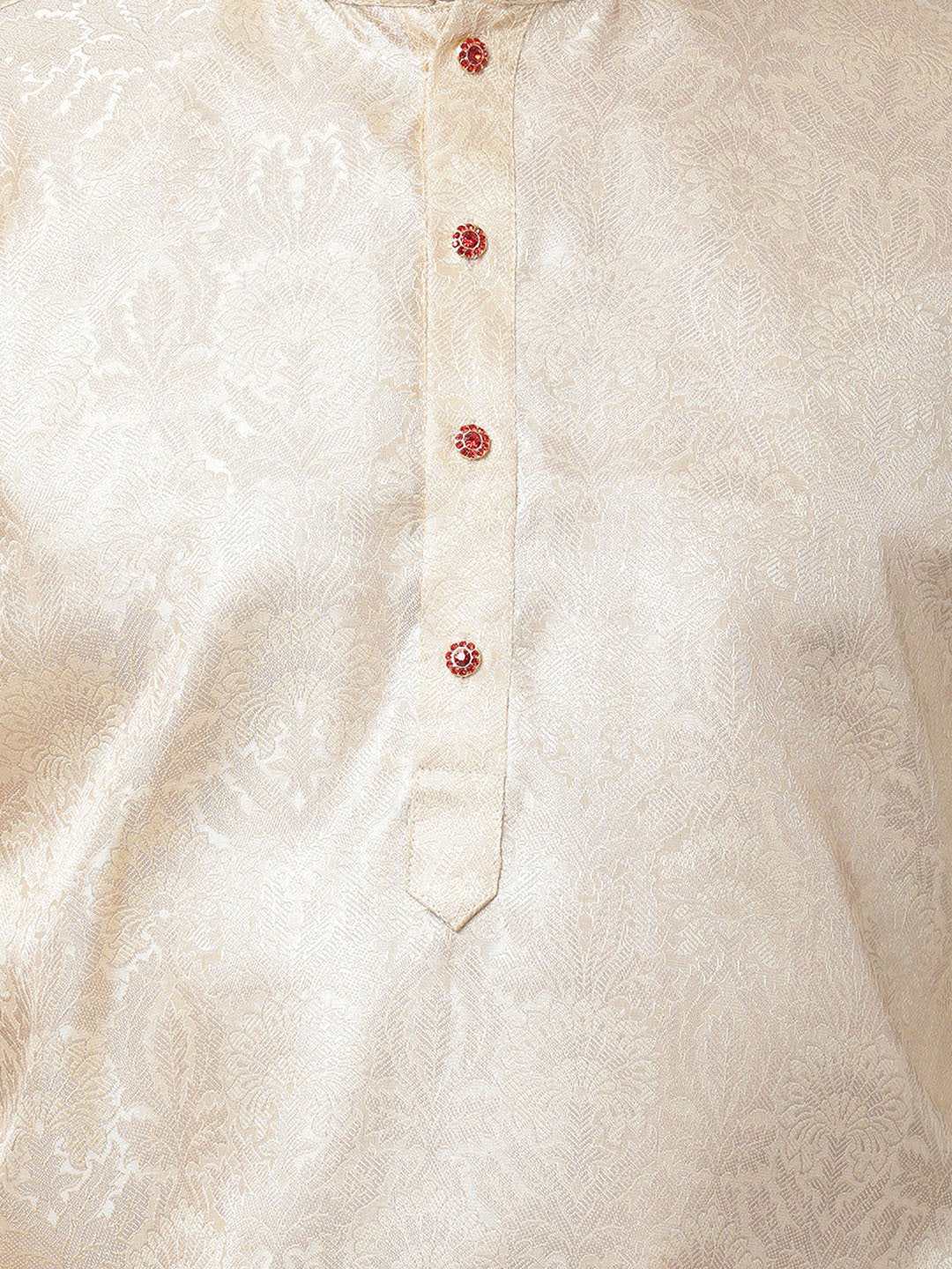Men's Gold Cotton Silk Blend Kurta and Pyjama Set