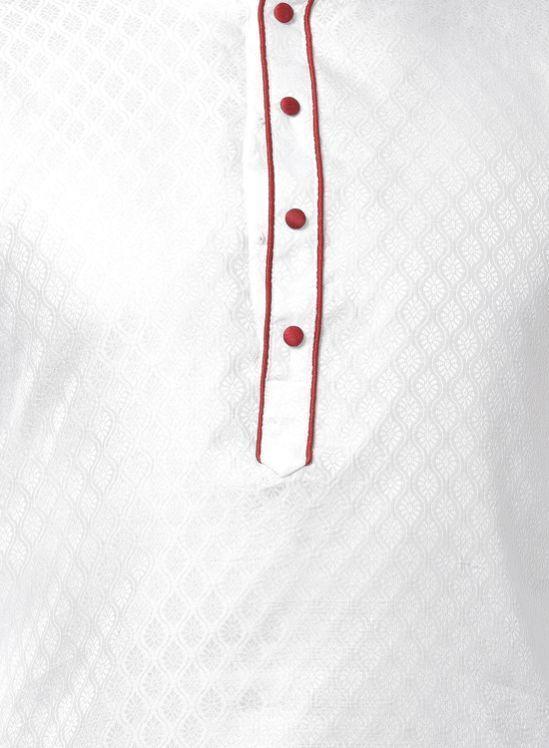 Men's White Cotton Silk Blend Kurta