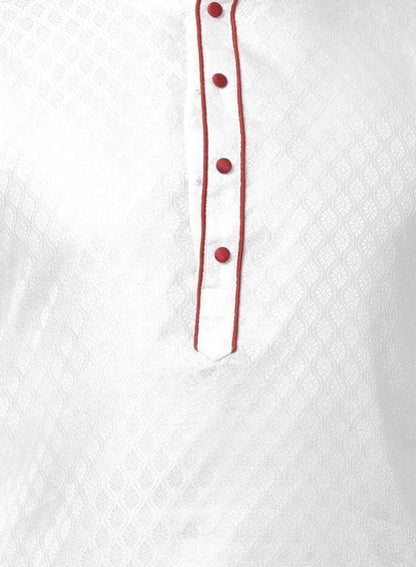 Men's White Cotton Silk Blend Kurta
