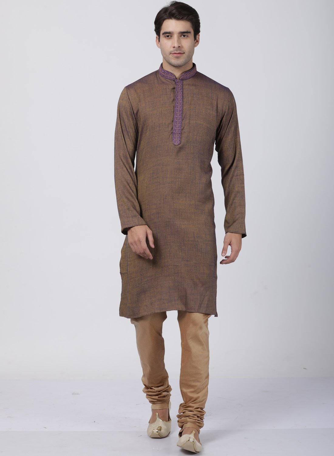 Men's Brown Cotton Blend Kurta