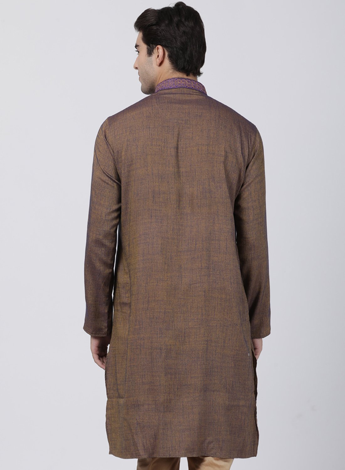 Men's Brown Cotton Blend Kurta