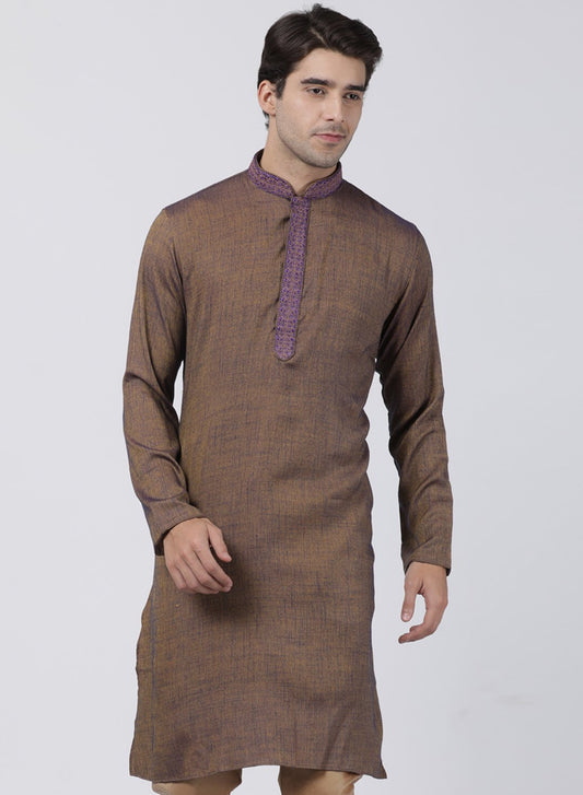 Men's Brown Cotton Blend Kurta
