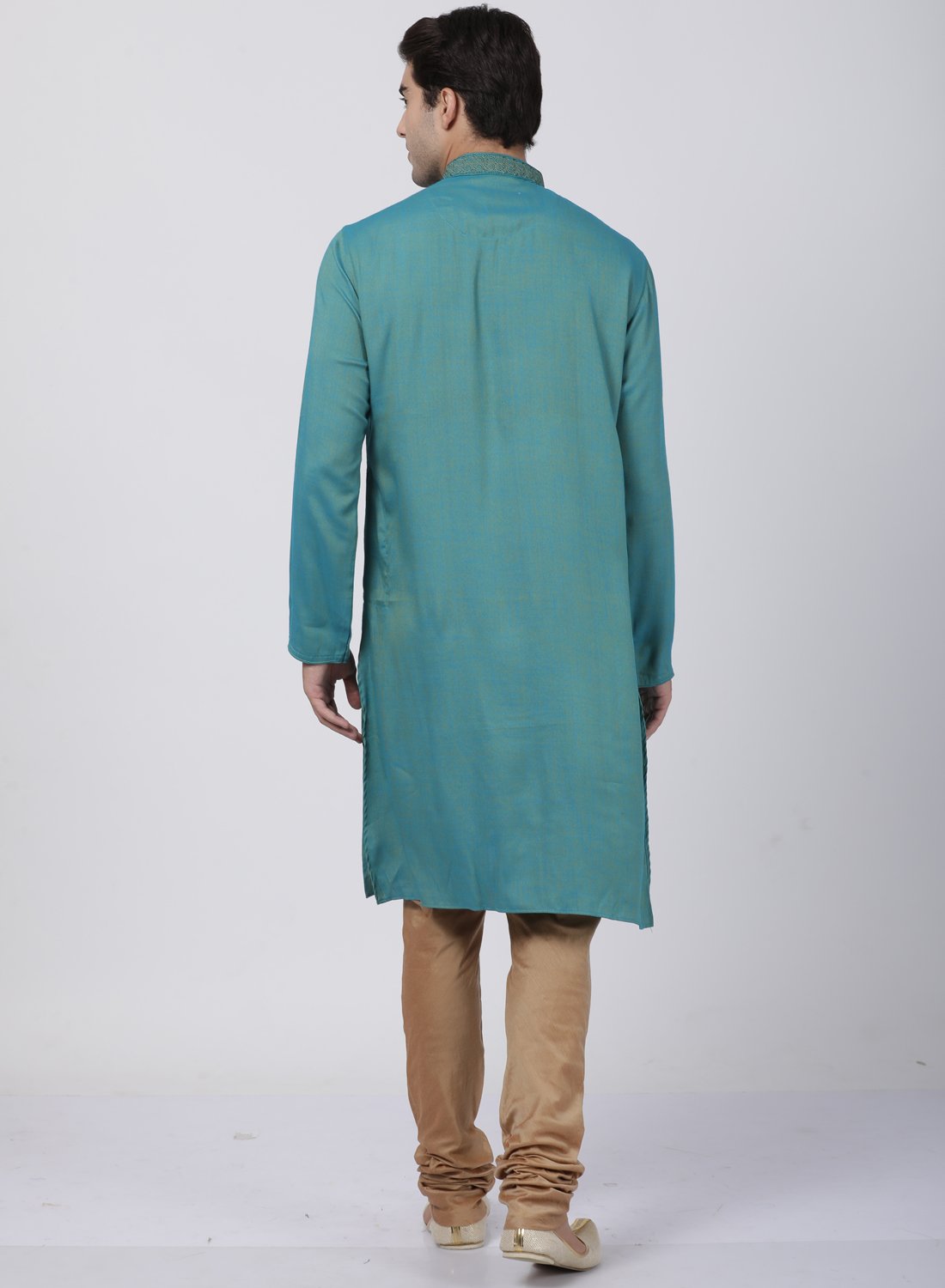 Men's Green Cotton Blend Kurta and Pyjama Set