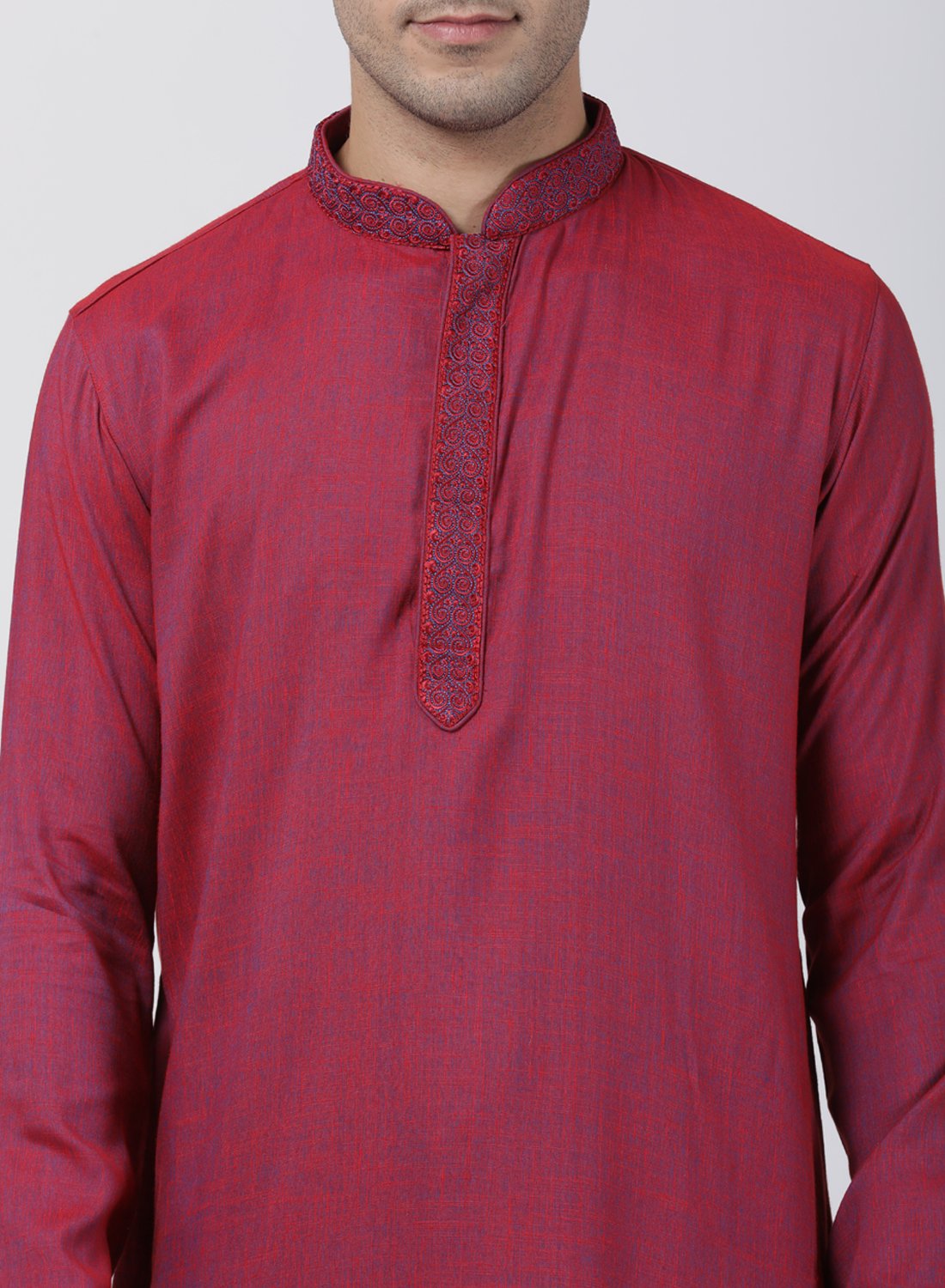 Men's Purple Cotton Blend Kurta and Pyjama Set