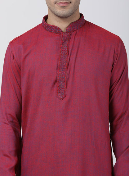 Men's Purple Cotton Blend Kurta and Pyjama Set