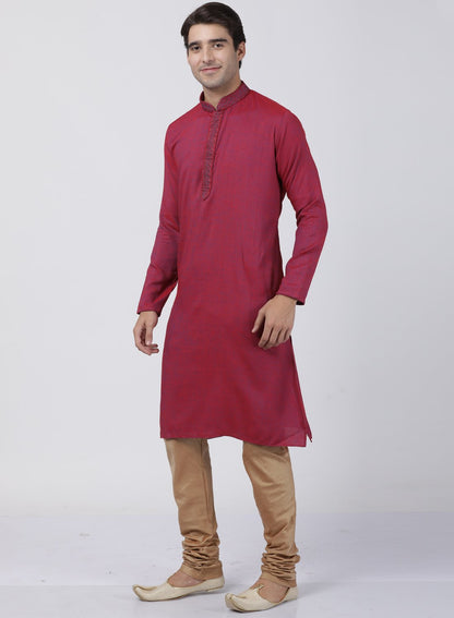Men's Purple Cotton Blend Kurta and Pyjama Set