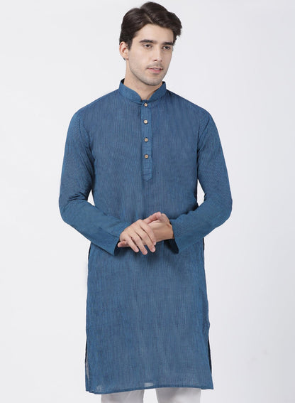 Men's Blue Pure Cotton Kurta