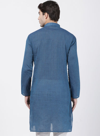 Men's Blue Pure Cotton Kurta