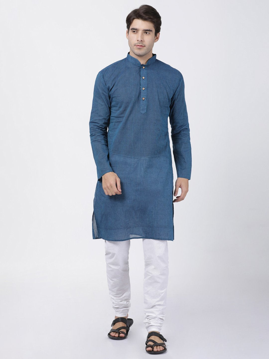 Men's Blue Pure Cotton Kurta and Pyjama Set