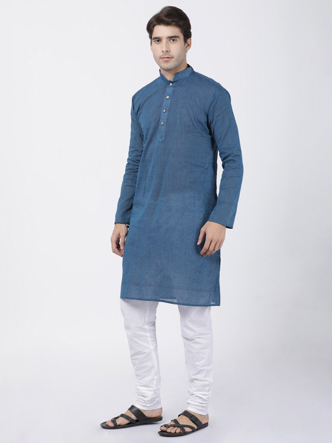 Men's Blue Pure Cotton Kurta and Pyjama Set