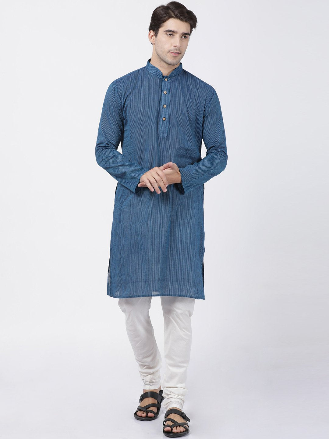 Men's Blue Pure Cotton Kurta