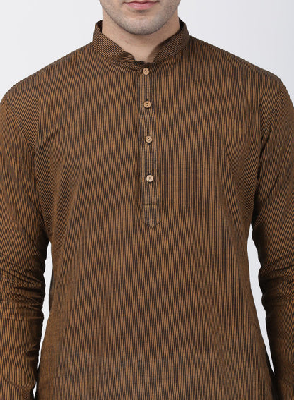 Men's Brown Cotton Kurta