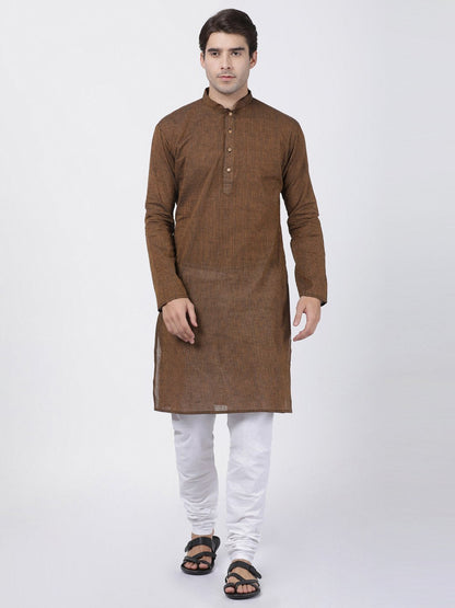 Men's Brown Pure Cotton Kurta and Pyjama Set
