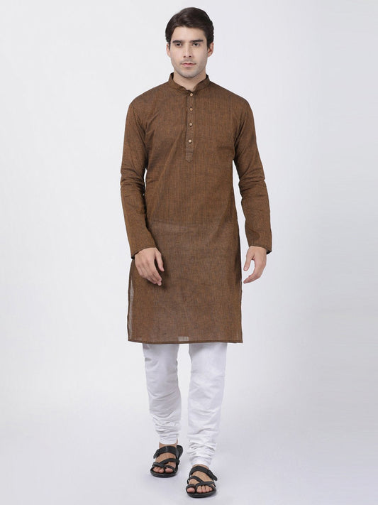 Men's Brown Pure Cotton Kurta and Pyjama Set