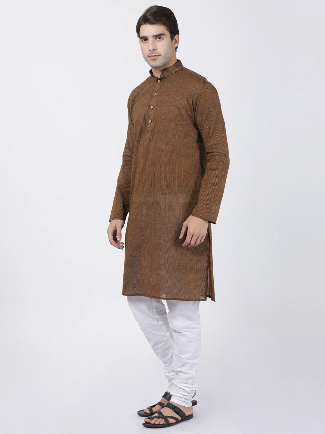 Men's Brown Pure Cotton Kurta and Pyjama Set
