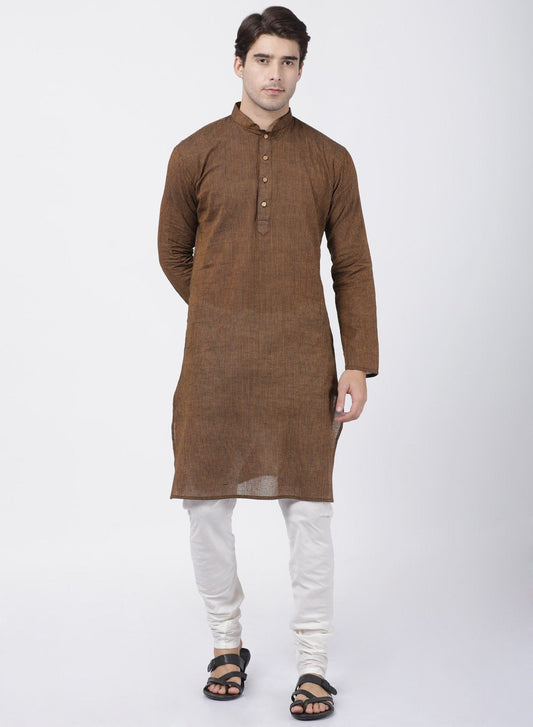 Men's Brown Pure Cotton Kurta and Pyjama Set