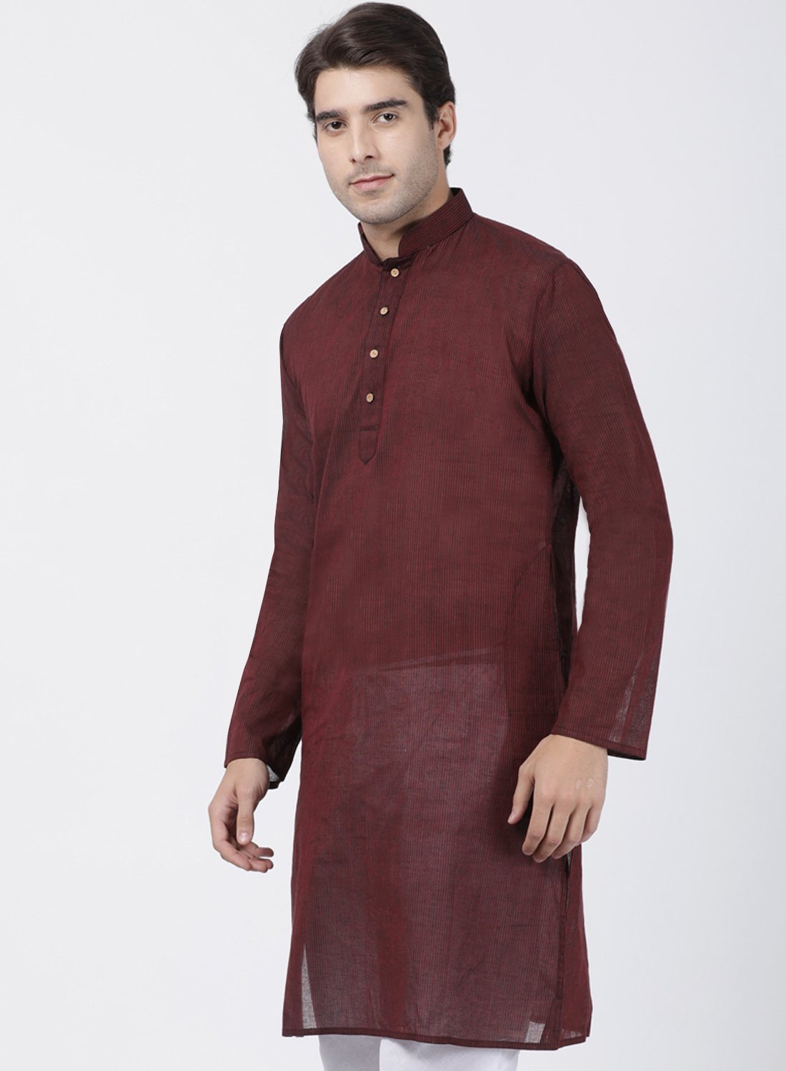 Men's Maroon Pure Cotton Kurta