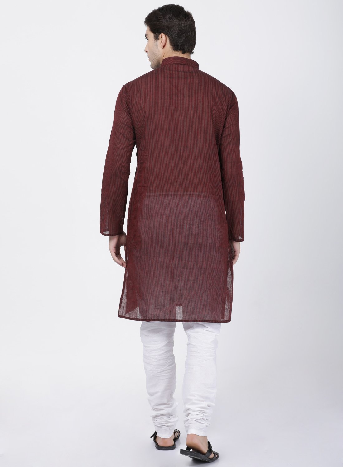 Men's Maroon Pure Cotton Kurta and Pyjama Set