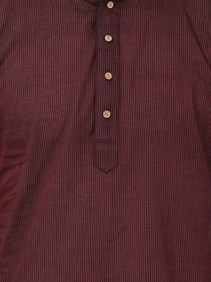 Men's Maroon Pure Cotton Kurta and Pyjama Set