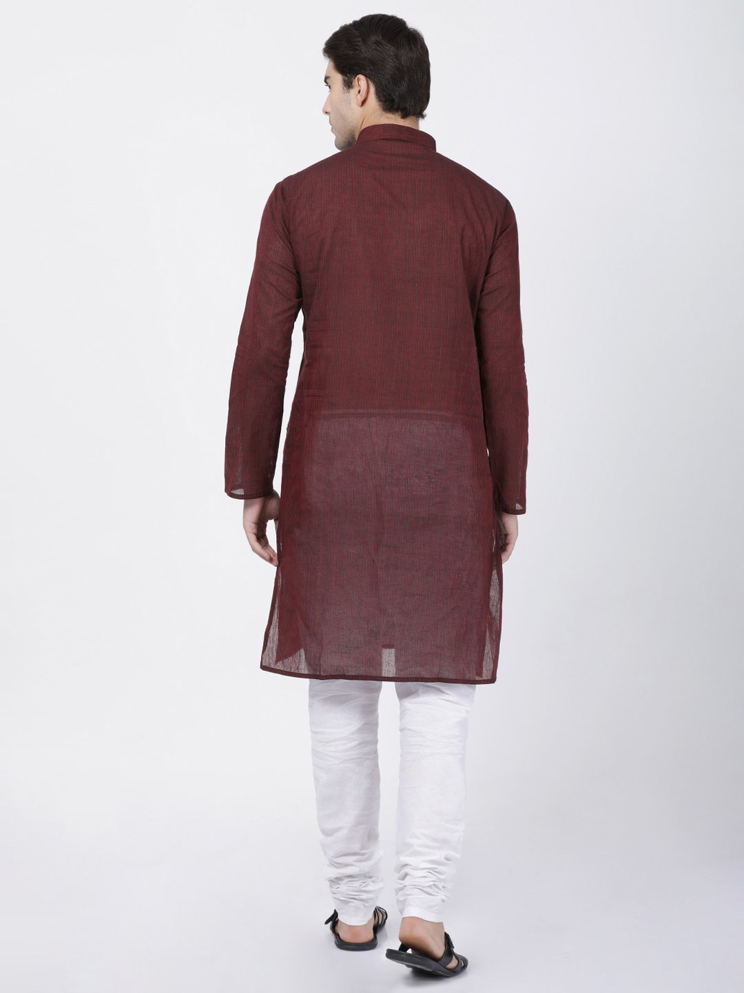 Men's Maroon Pure Cotton Kurta and Pyjama Set