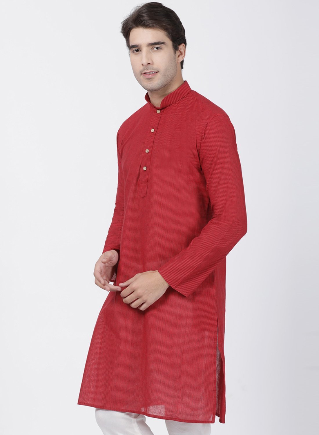 Men's Red Pure Cotton Kurta