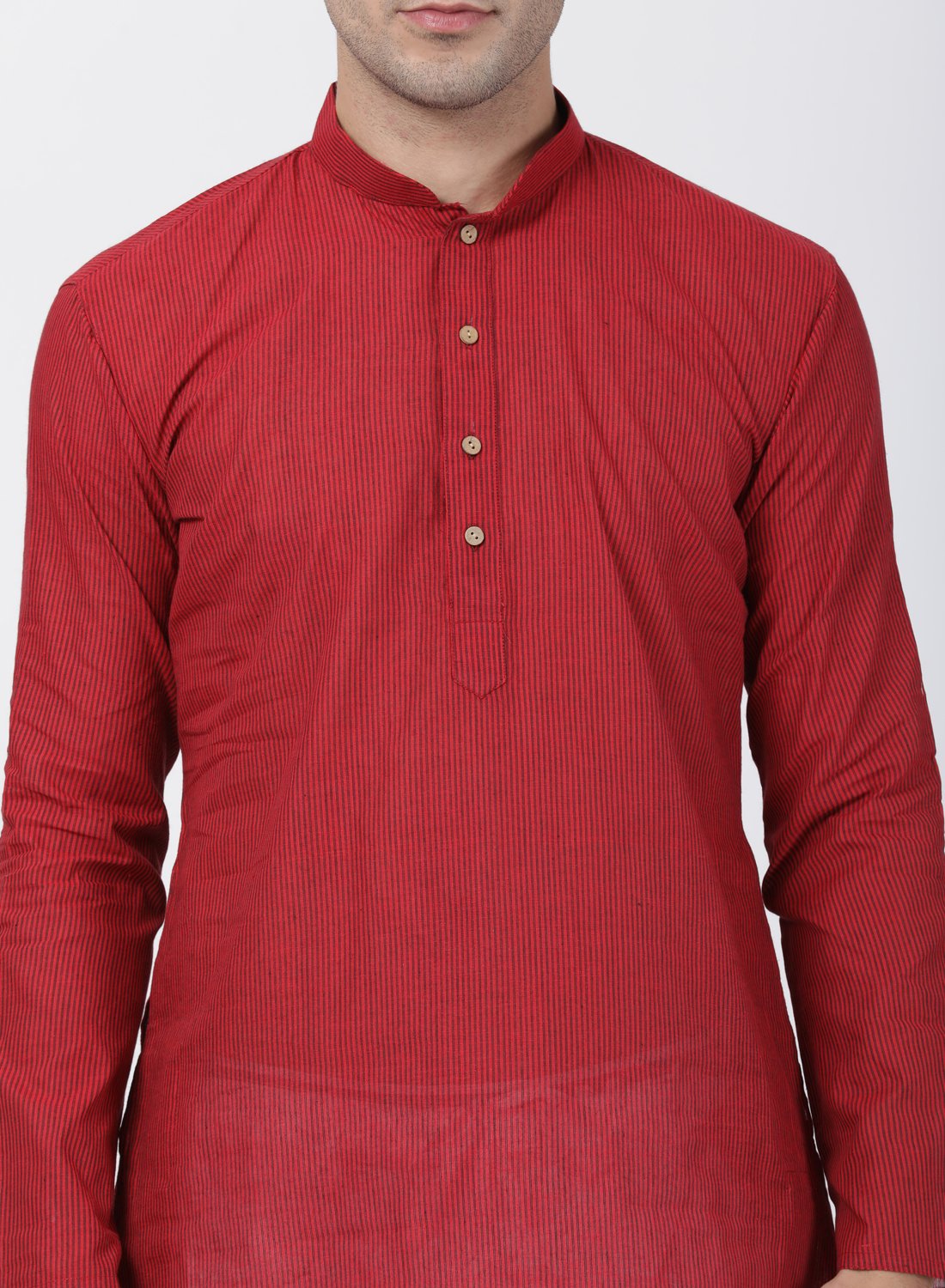 Men's Red Pure Cotton Kurta