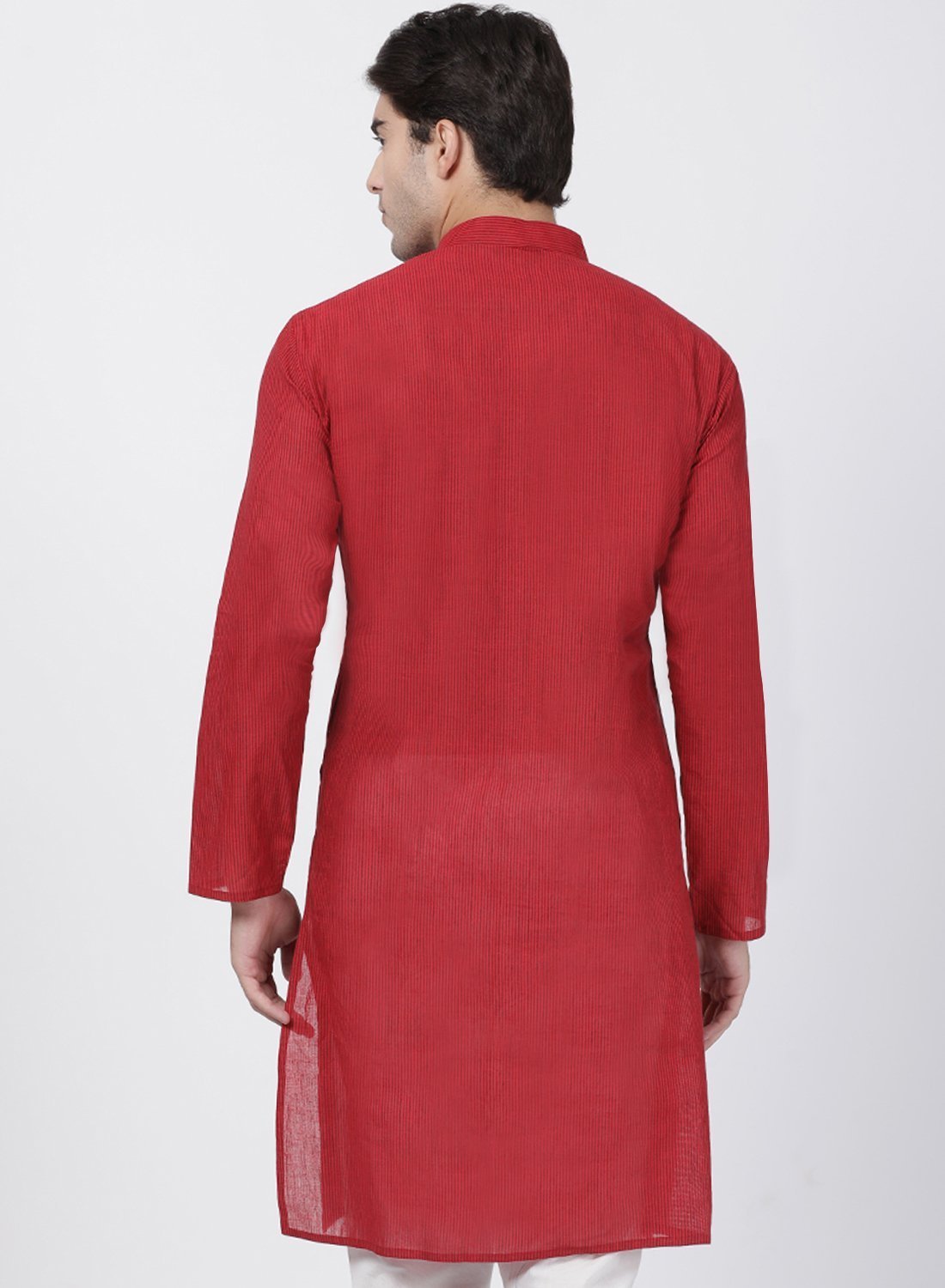 Men's Red Pure Cotton Kurta