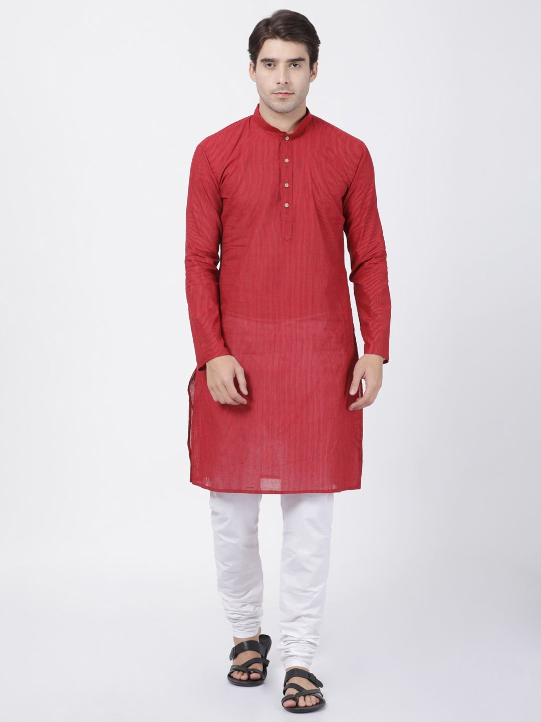 Men's Red Pure Cotton Kurta and Pyjama Set