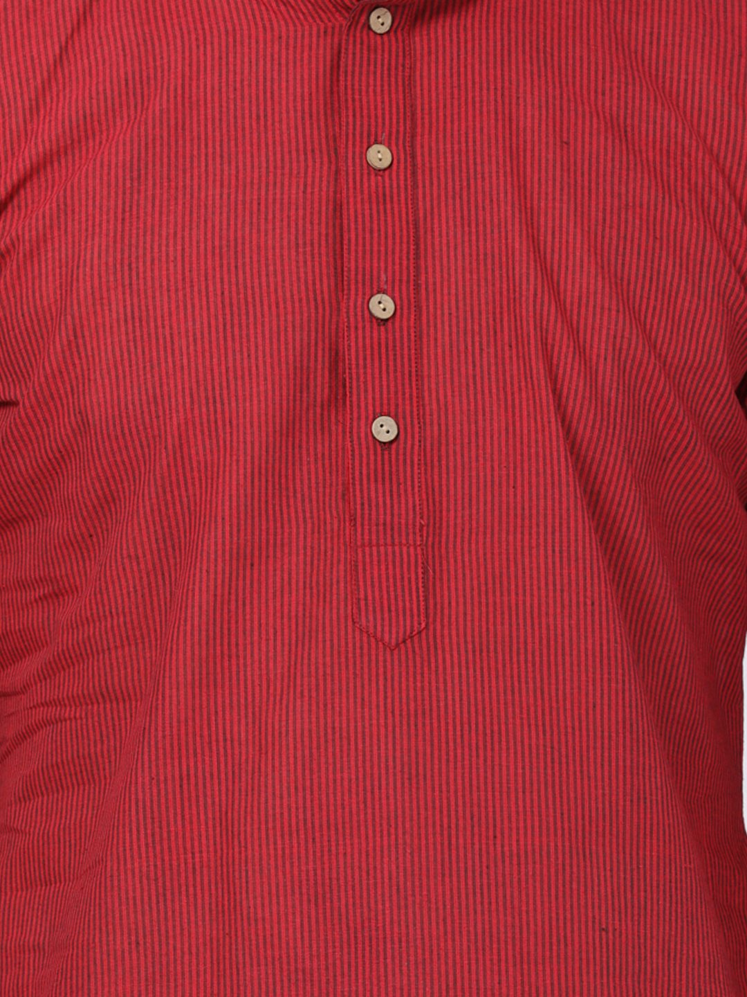 Men's Red Pure Cotton Kurta and Pyjama Set