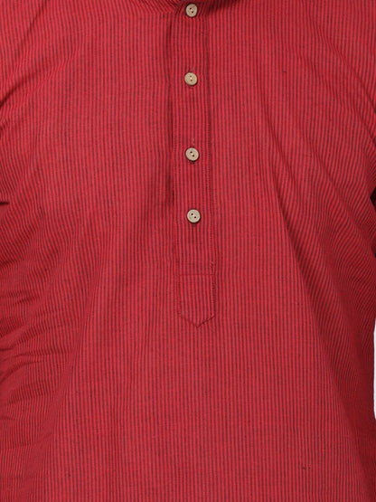 Men's Red Pure Cotton Kurta and Pyjama Set