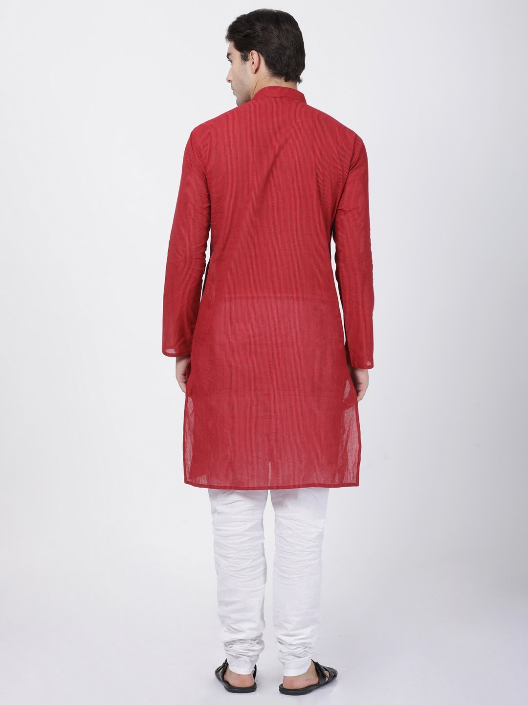 Men's Red Pure Cotton Kurta and Pyjama Set