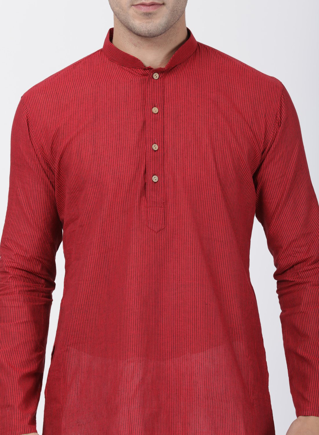 Men's Red Pure Cotton Kurta and Pyjama Set