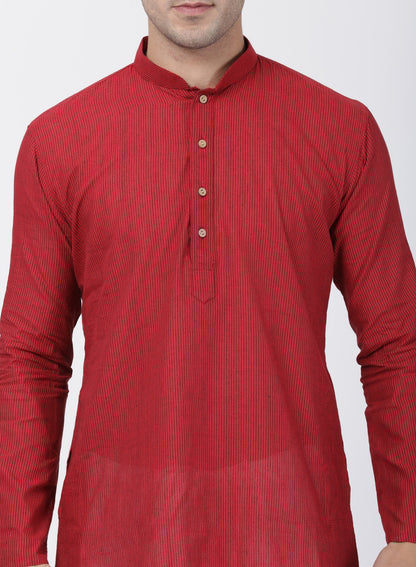 Men's Red Pure Cotton Kurta and Pyjama Set