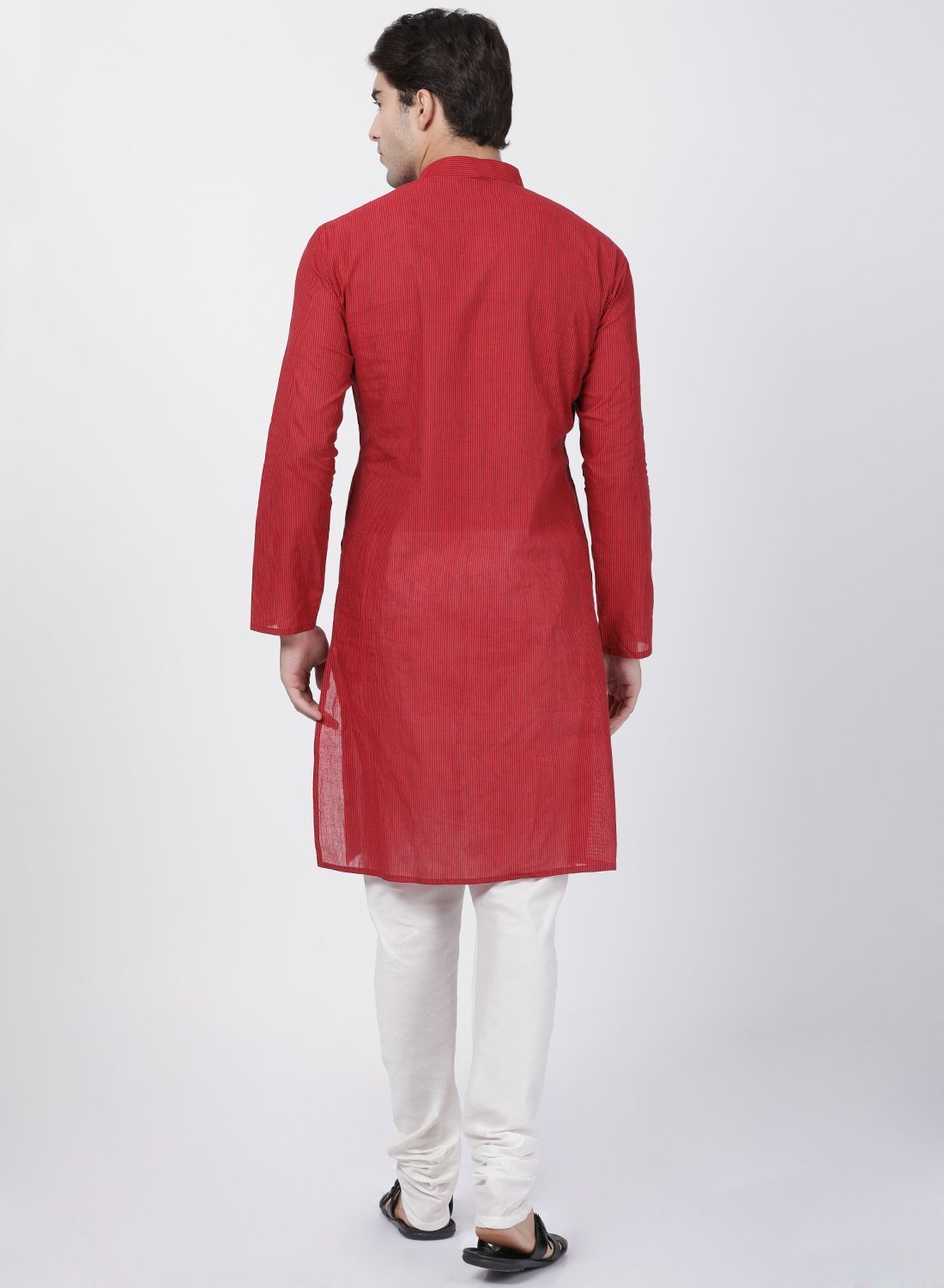Men's Red Pure Cotton Kurta and Pyjama Set