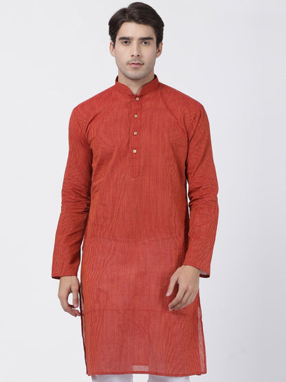 Men's Orange Pure Cotton Kurta