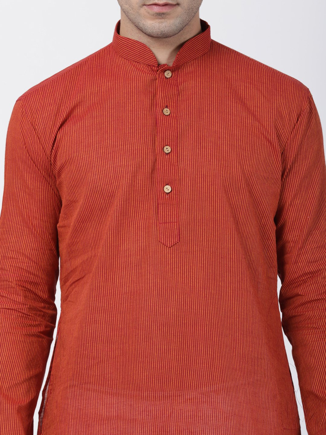 Men's Orange Pure Cotton Kurta