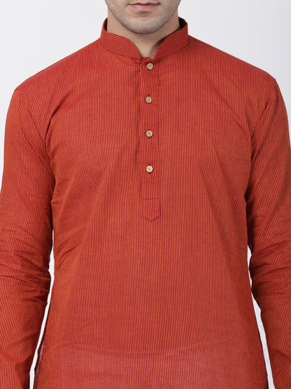 Men's Orange Pure Cotton Kurta