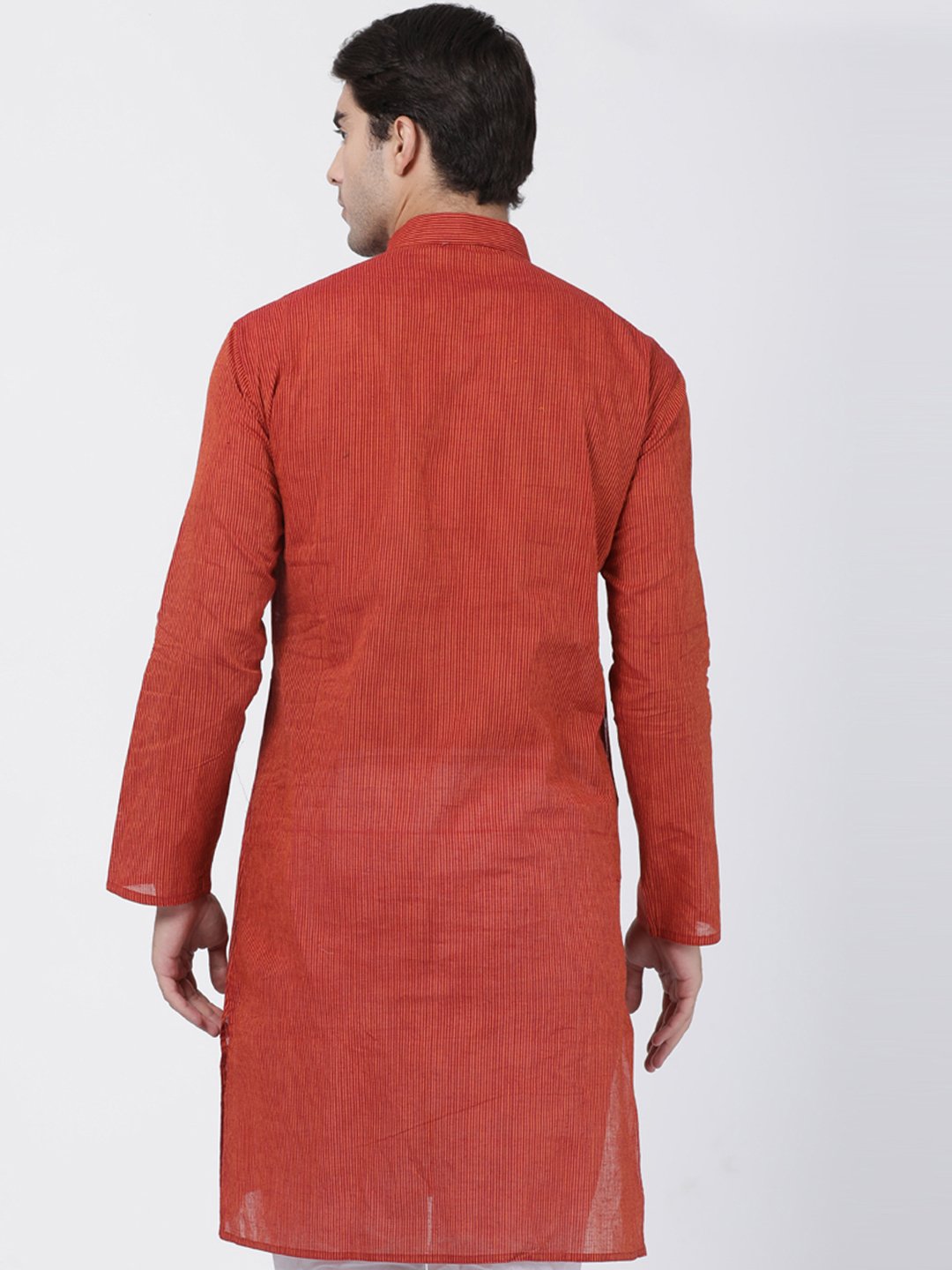 Men's Orange Pure Cotton Kurta