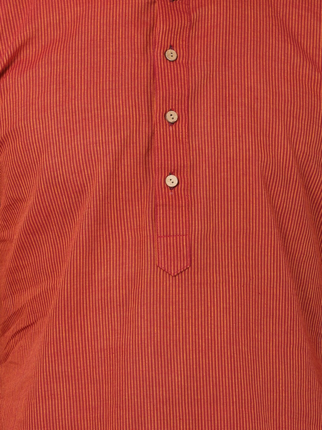 Men's Orange Pure Cotton Kurta and Pyjama Set