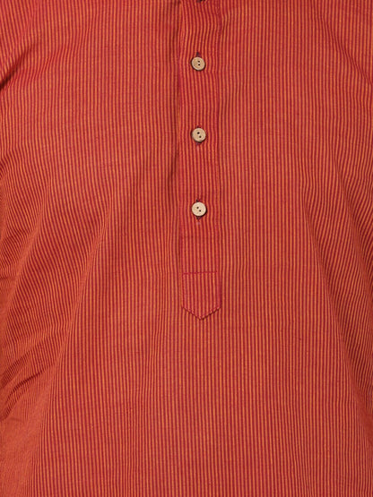 Men's Orange Pure Cotton Kurta and Pyjama Set