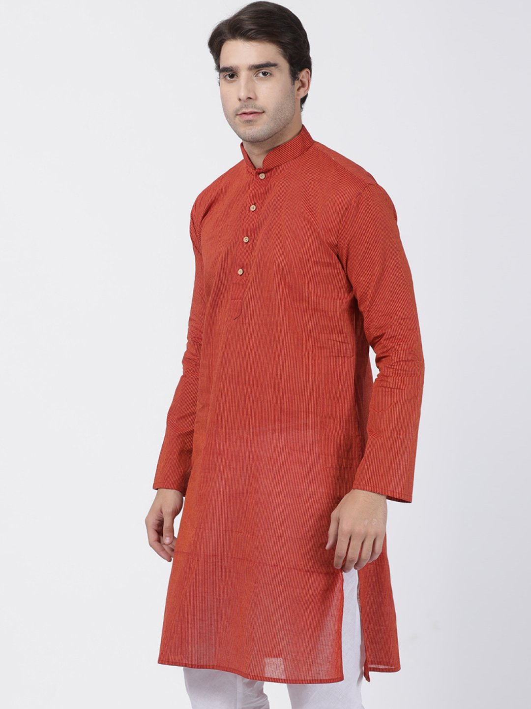 Men's Orange Pure Cotton Kurta