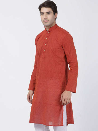 Men's Orange Pure Cotton Kurta