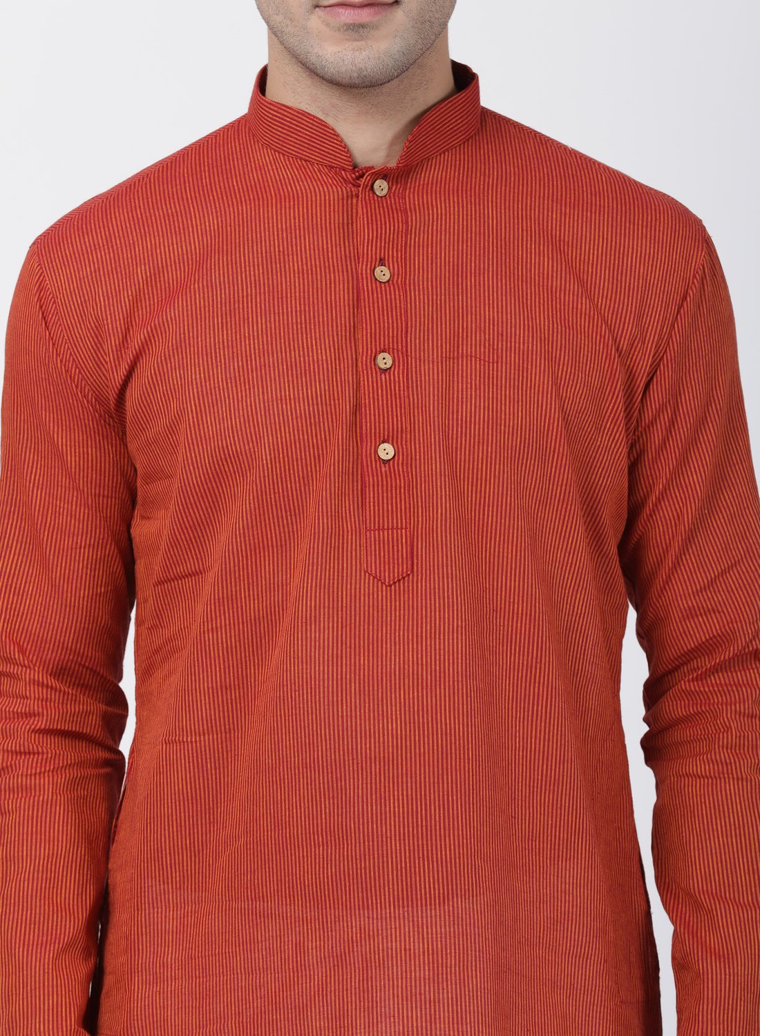 Men's Orange Pure Cotton Kurta and Pyjama Set