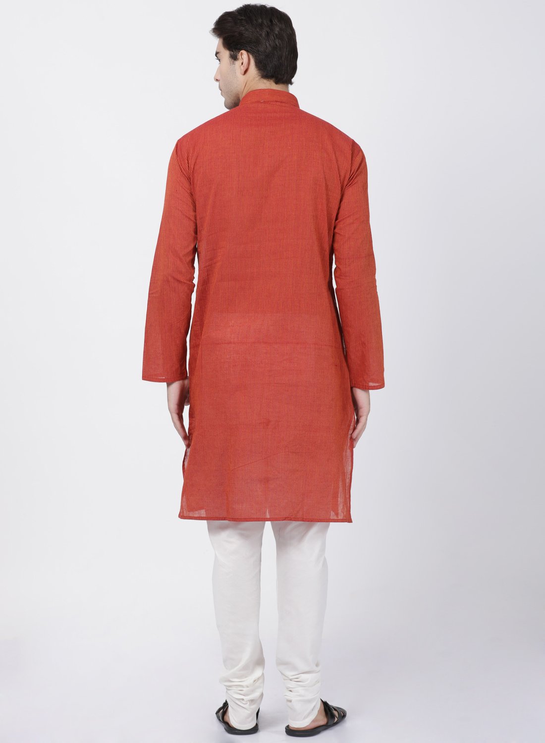 Men's Orange Pure Cotton Kurta and Pyjama Set
